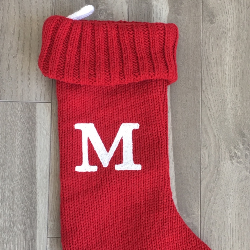 “M” Christmas Stocking (New) Red & White, Lined